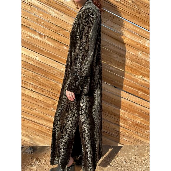 Vintage Velvet Snake Print Bead Trim Caftan Maxi Dress - Picture 3 of 12